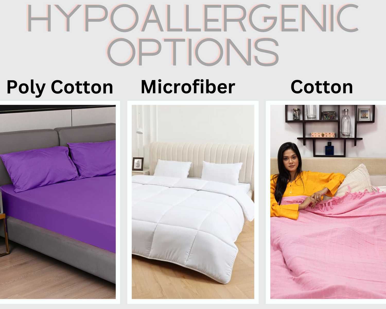 Hypoallergenic bedding, UK Bedding for allergies, UK Dust mites bedding, UK Microfiber bedding, UK Organic cotton bedding, UK Tencel bedding, UK Silk bedding, UK Mattress protector, allergy, UK NOMITE bedding, UK Polycotton bedding, UK