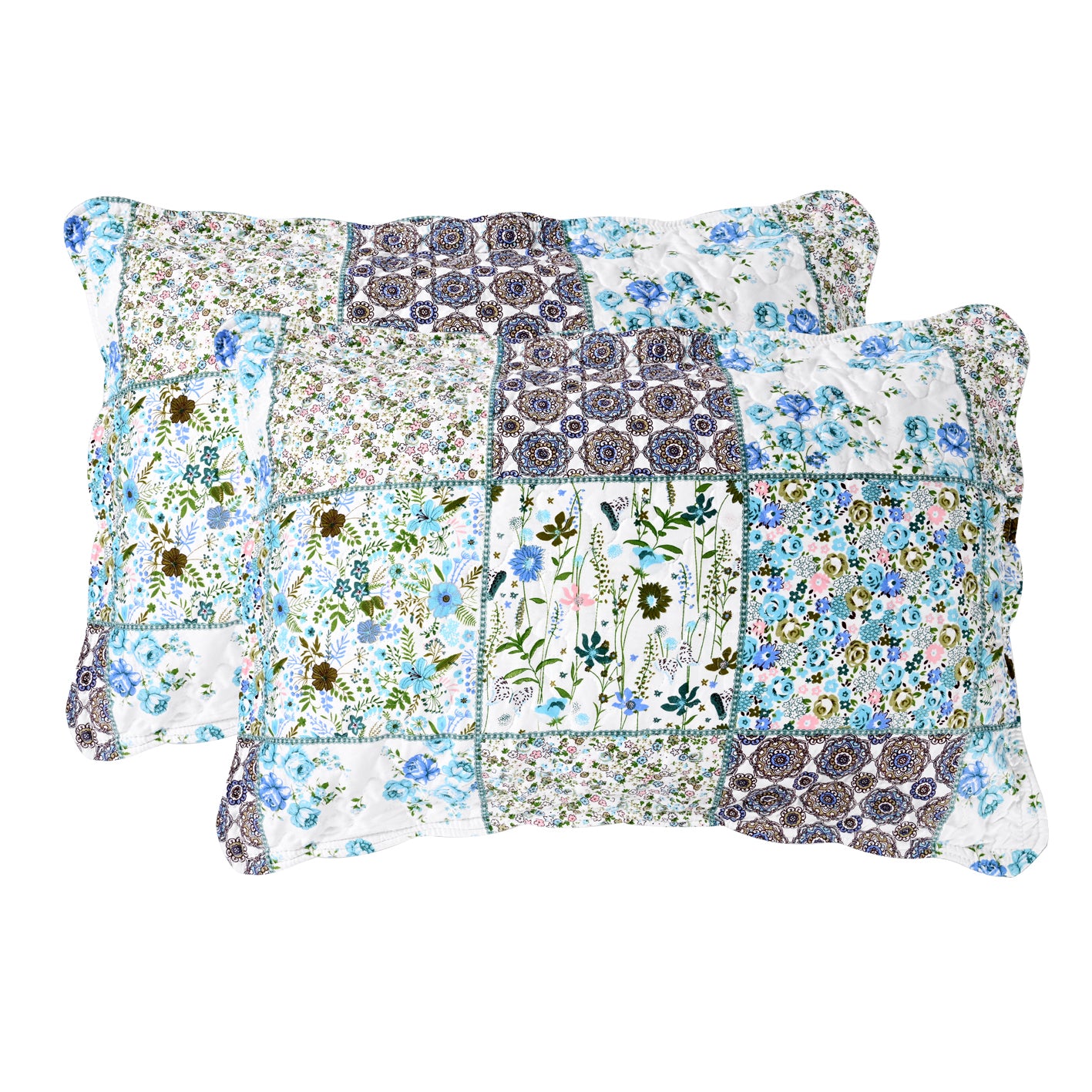 3 Piece Printed Patchwork Bedspread