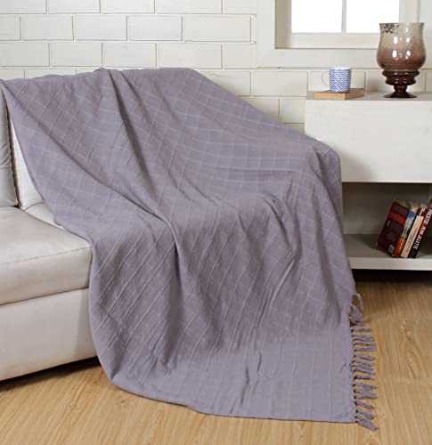 100% Cotton Throw Reversible Silver Blankets (Batten Pattern)