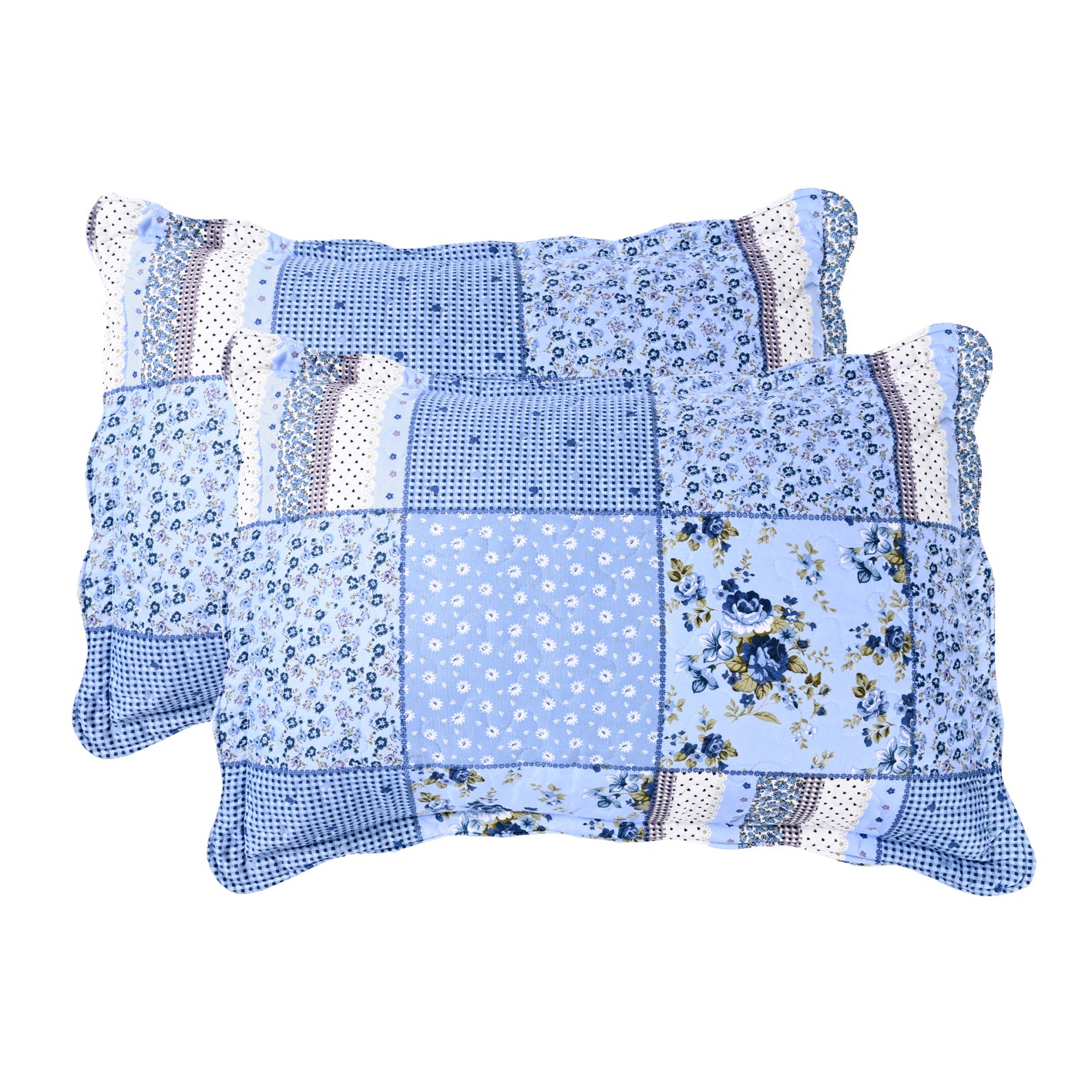 3 Piece Printed Patchwork Bedspread