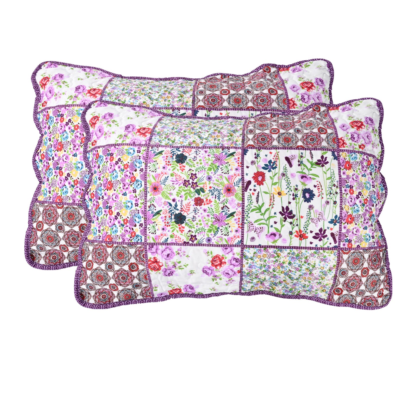 3 Piece Printed Patchwork Bedspread