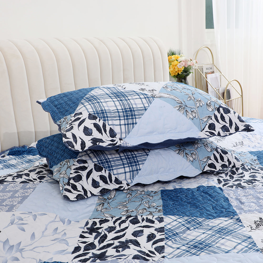 3 Piece Printed Patchwork Bedspread