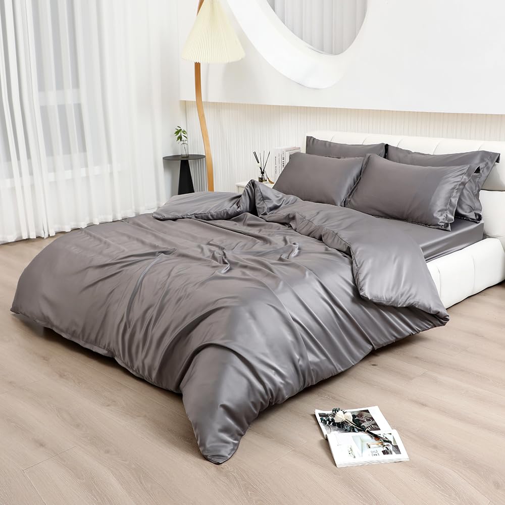 6 Pc Silky Duvet Cover Set Satin