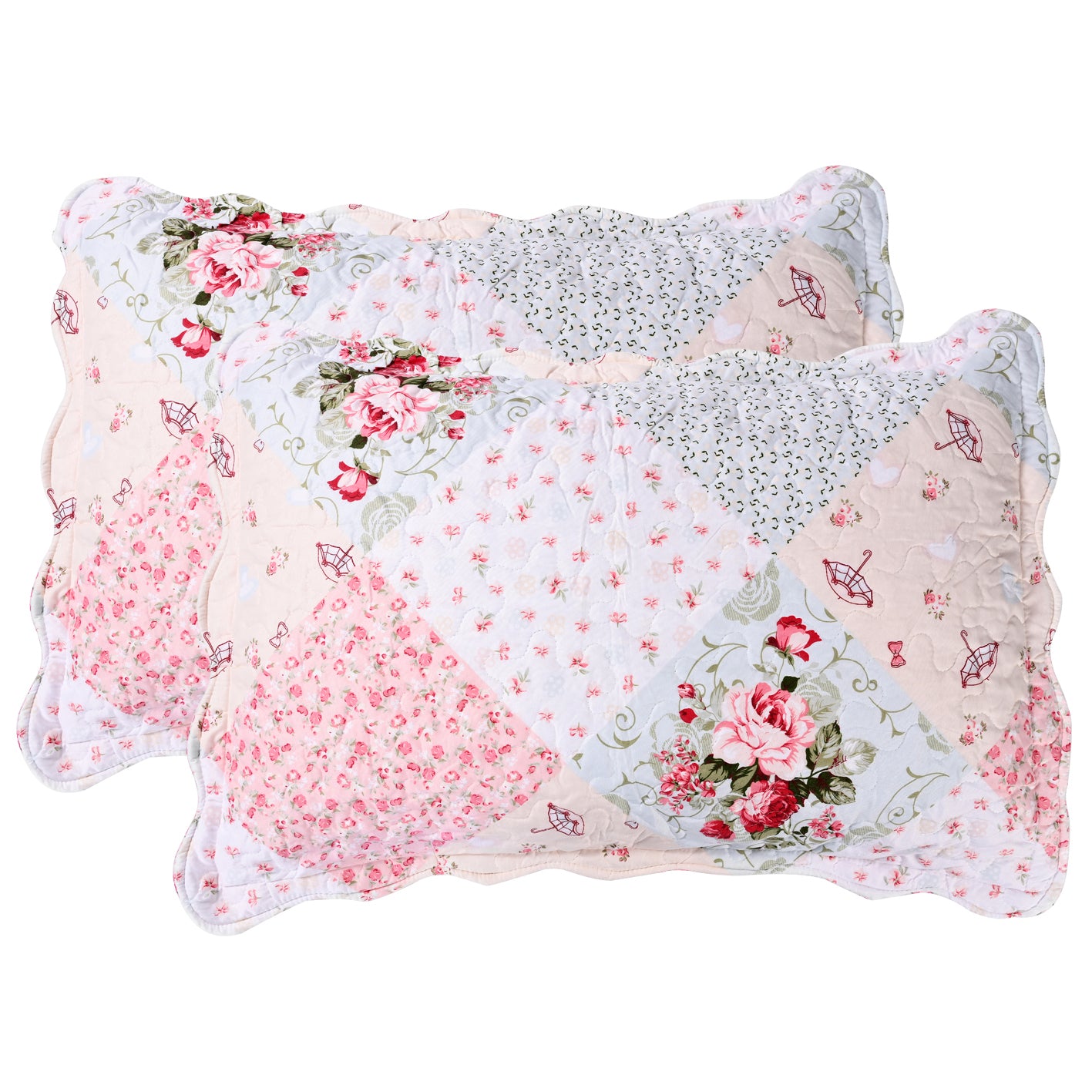 3 Piece Printed Patchwork Bedspread