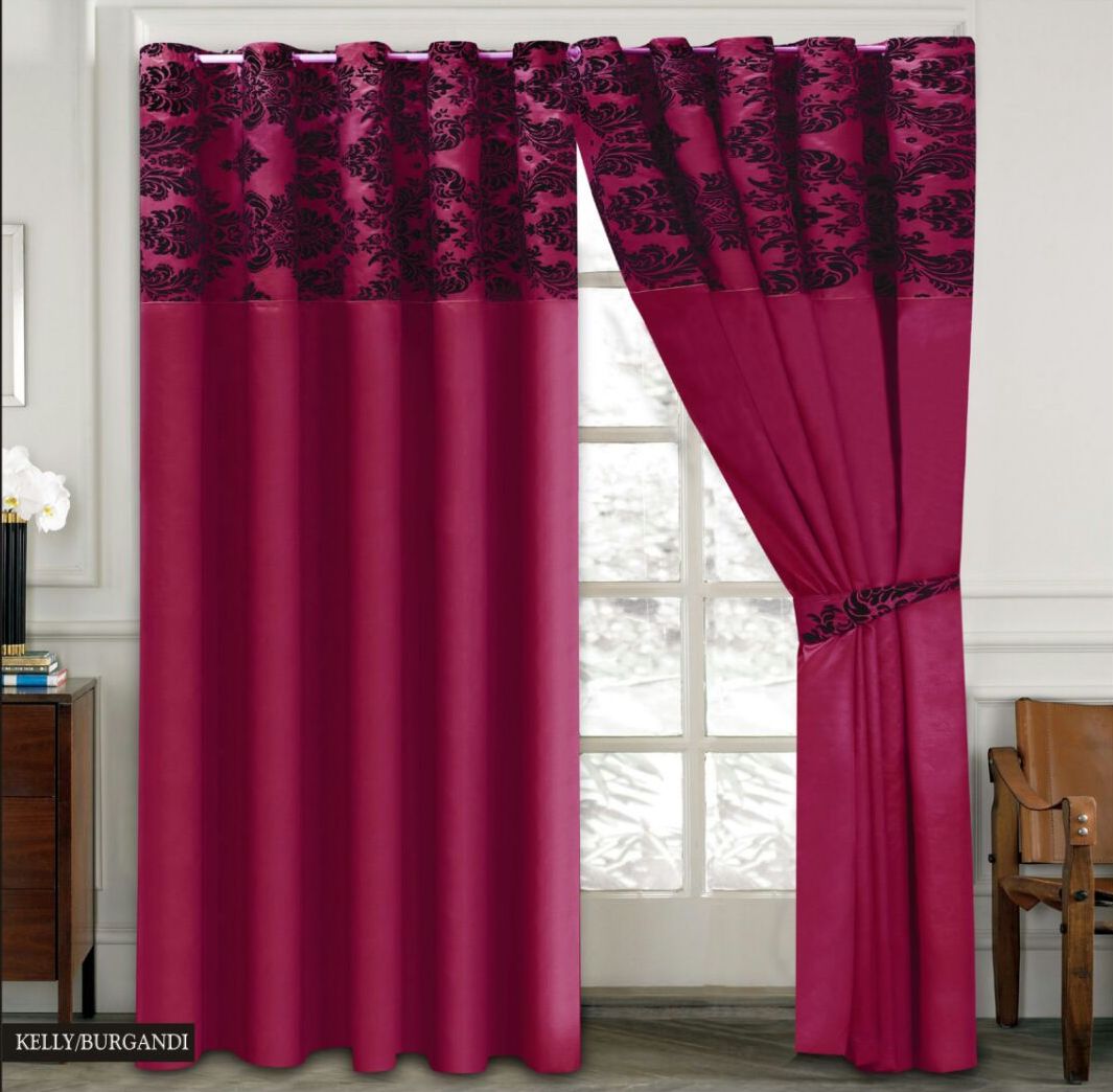 Damask Flock Pair Curtains