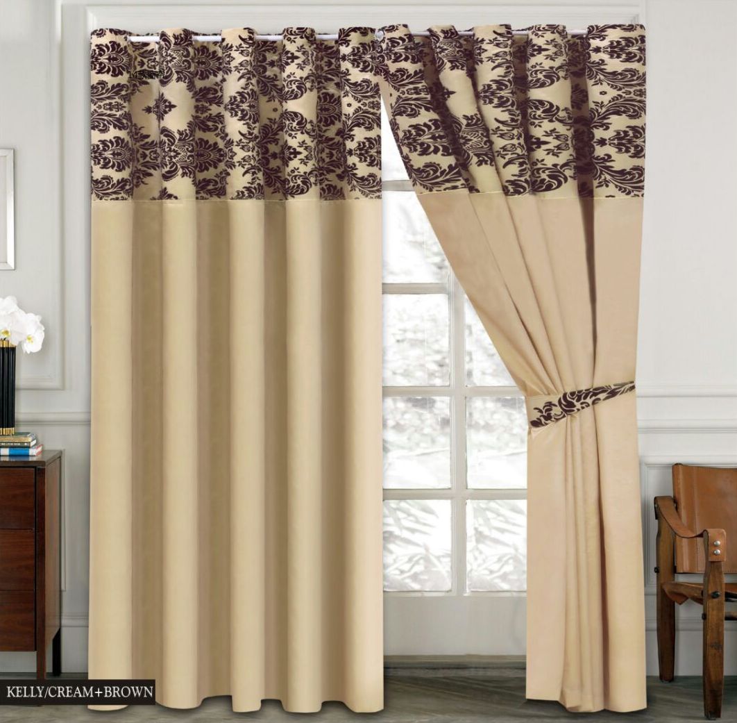 Damask Flock Pair Curtains