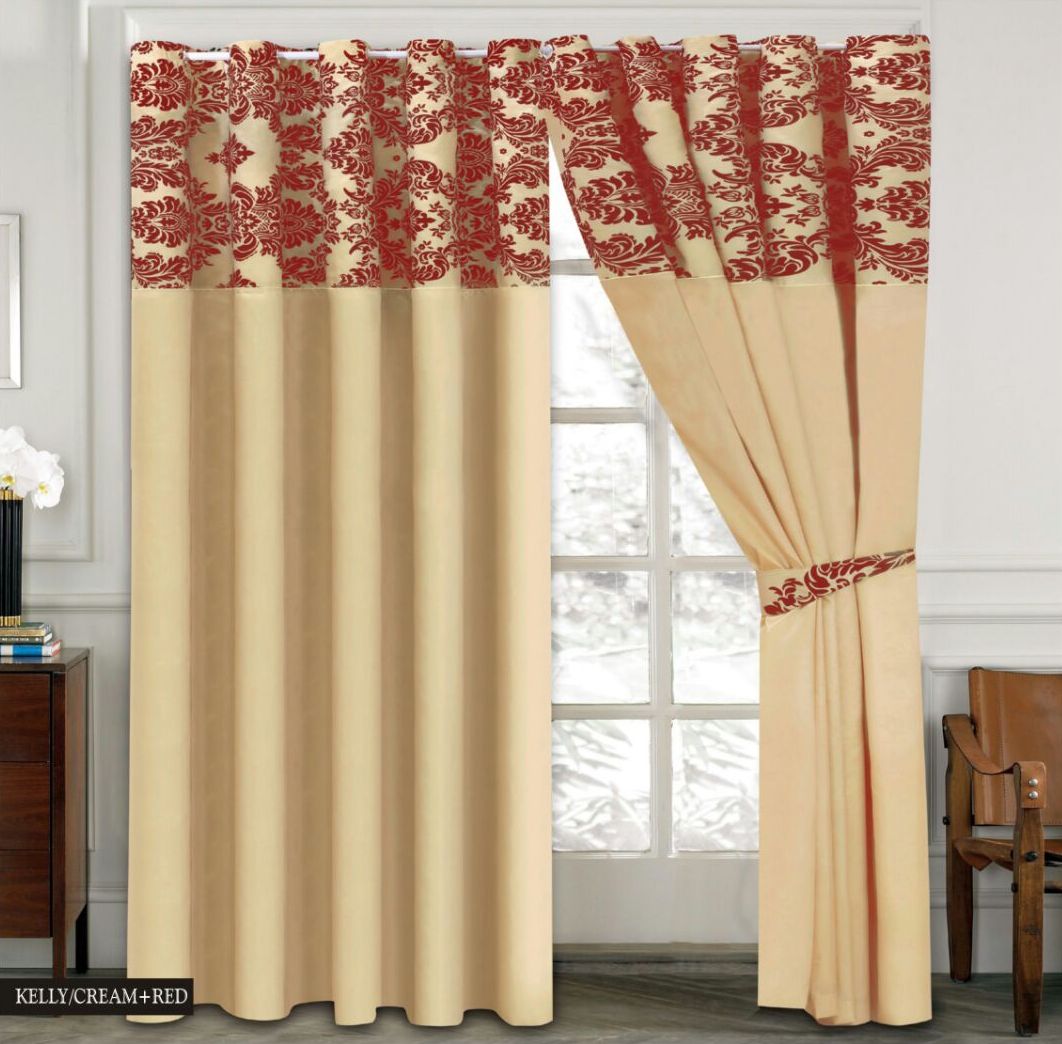 Damask Flock Pair Curtains