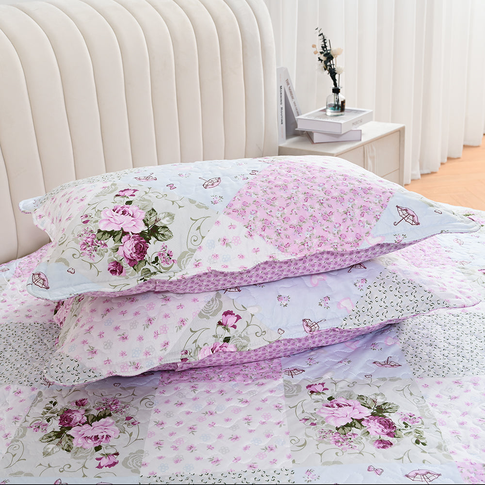 3 Piece Printed Patchwork Bedspread