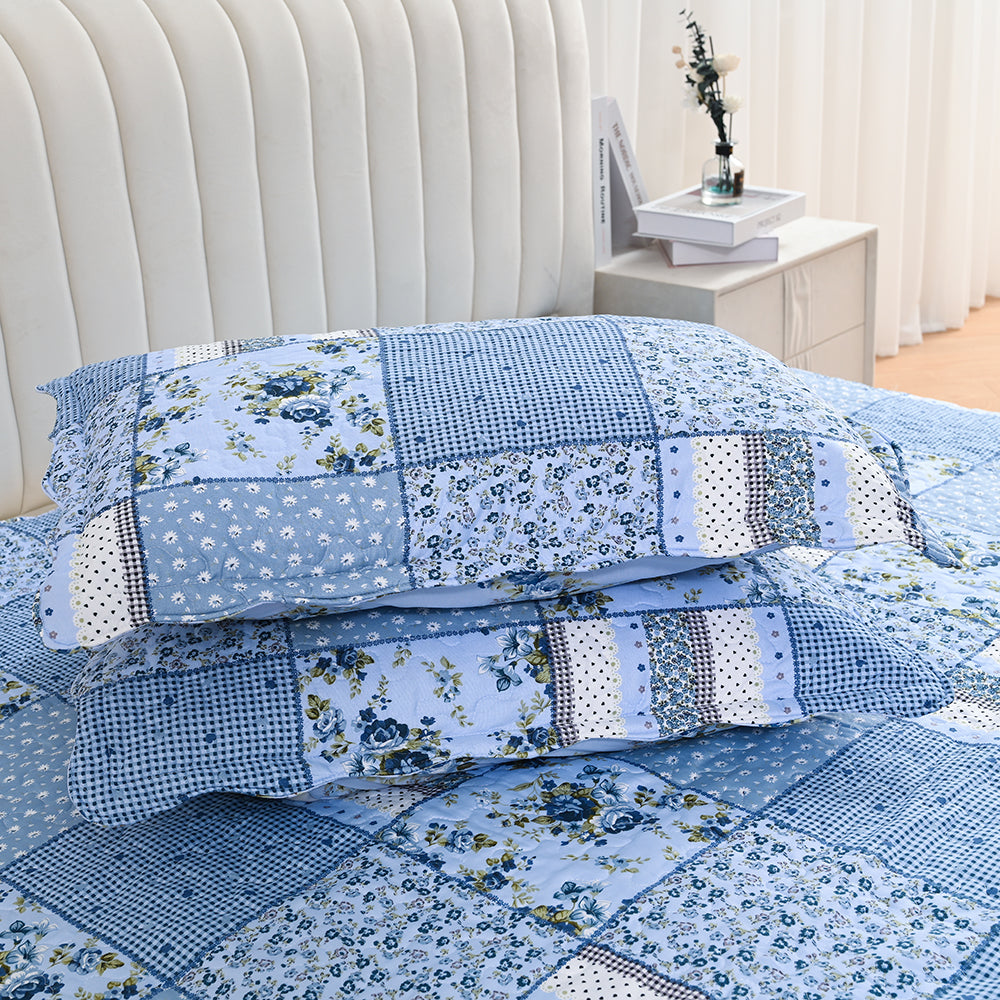 3 Piece Printed Patchwork Bedspread