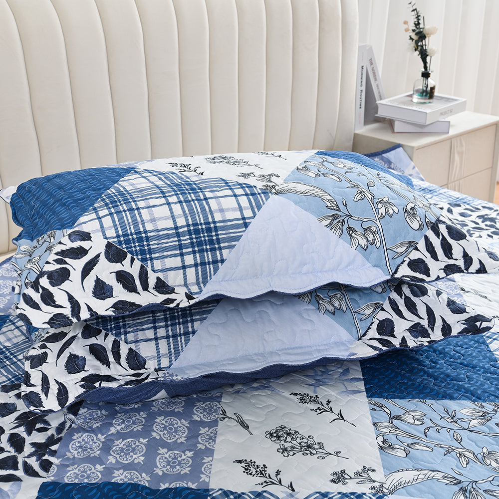 3 Piece Printed Patchwork Bedspread