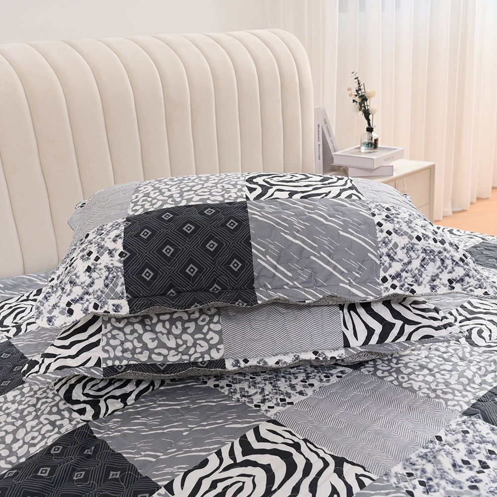 3 Piece Printed Patchwork Bedspread