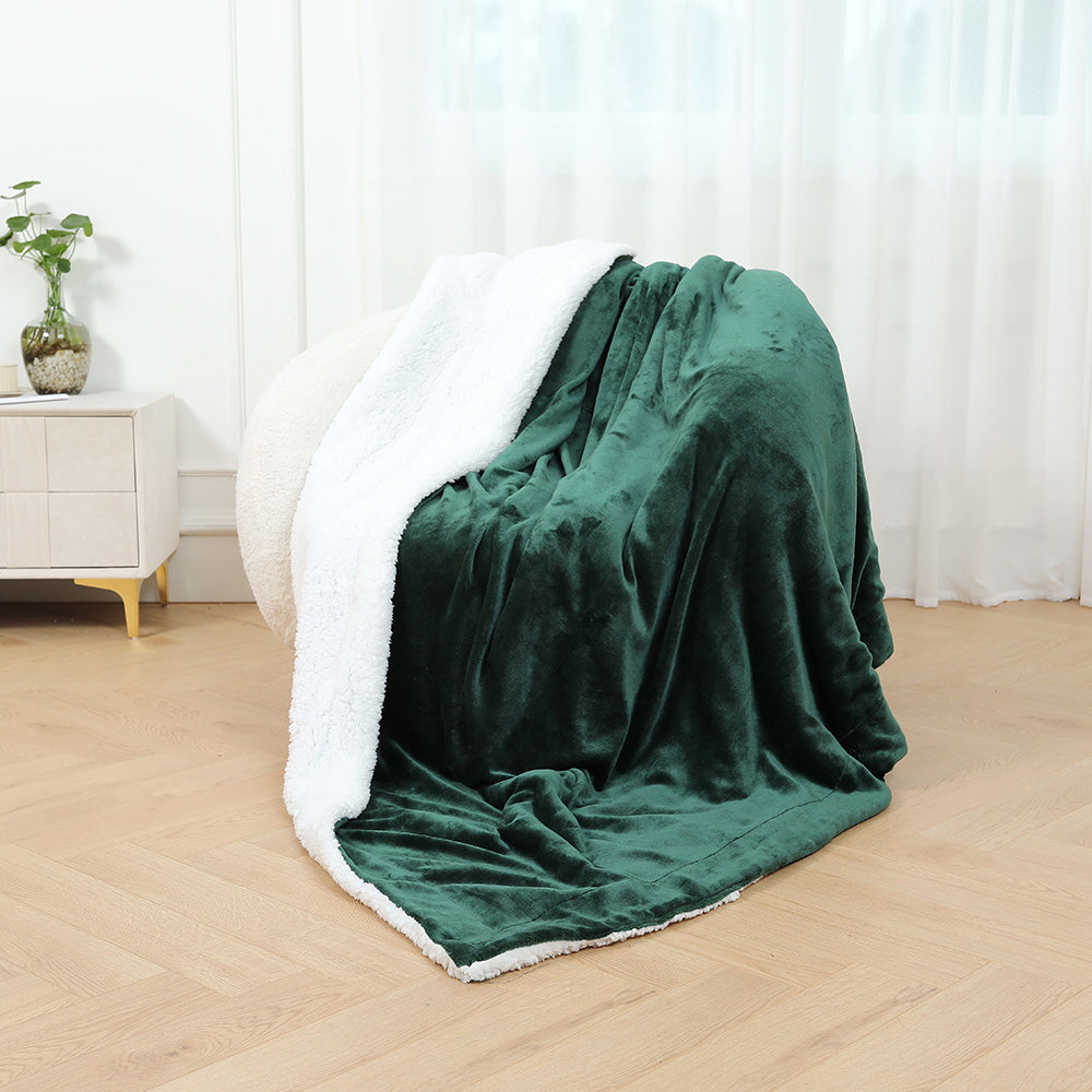 Sherpa Blanket Fleece Bed Throw Single Double & King size