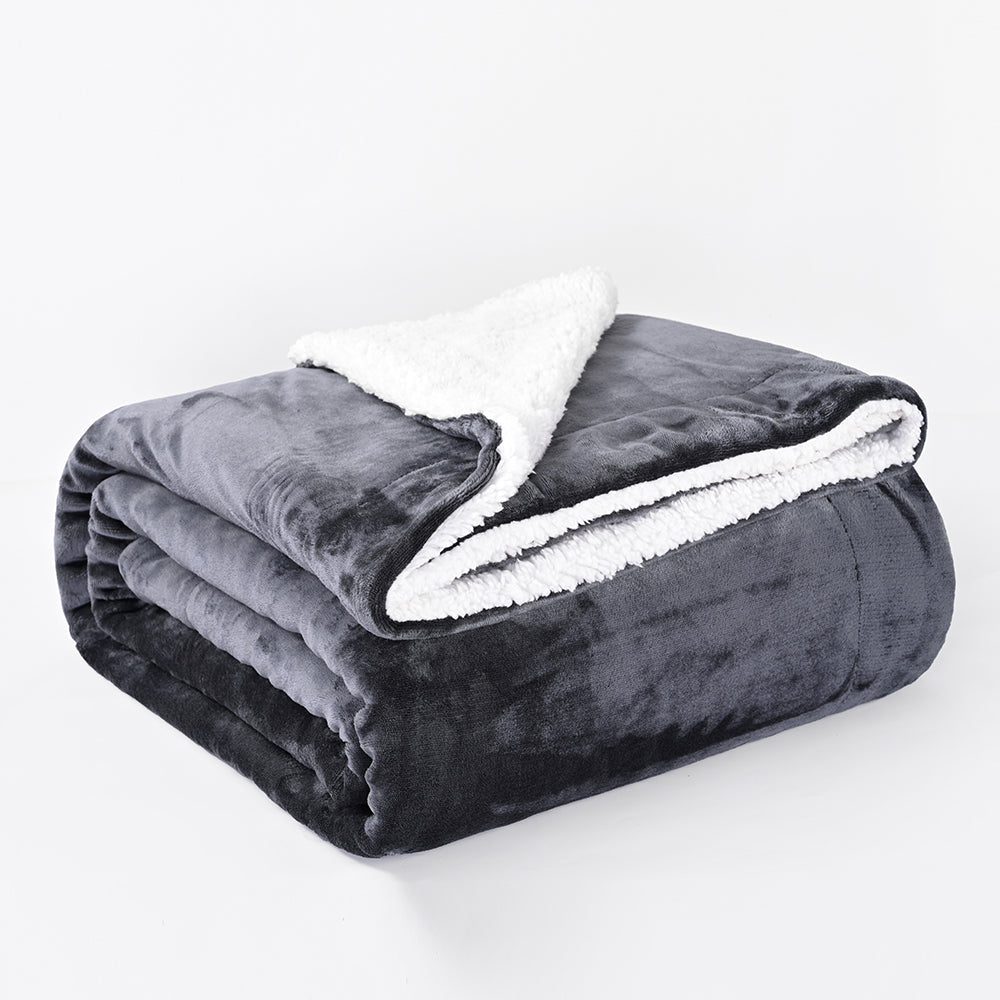 Sherpa Blanket Fleece Bed Throw Single Double & King size