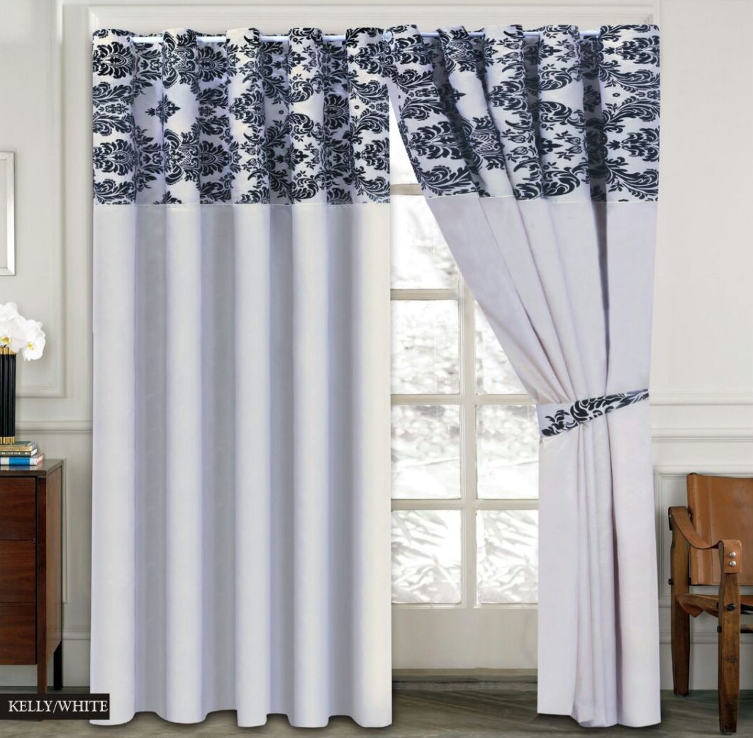 Damask Flock Pair Curtains