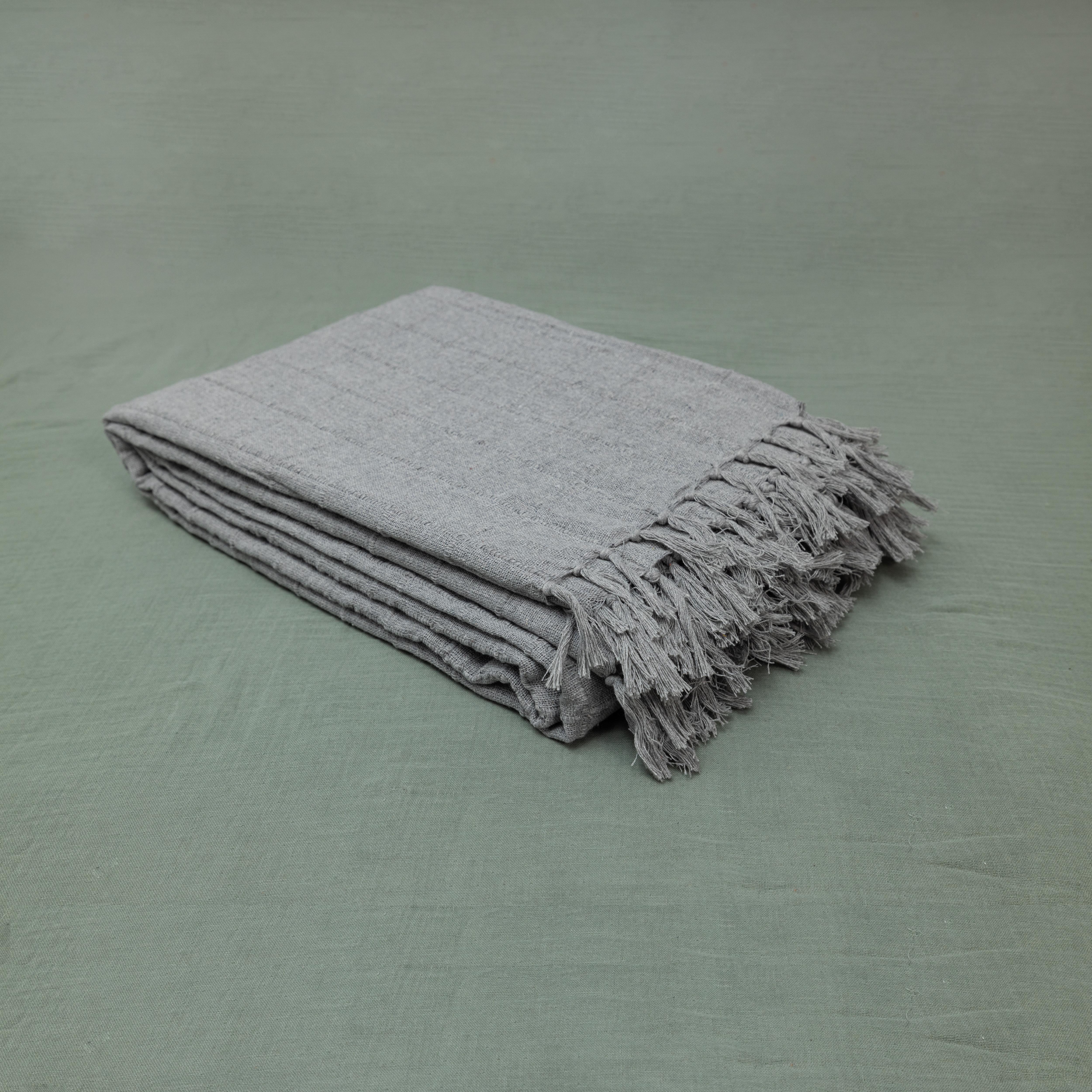 100% Cotton Throw Reversible Silver Blankets (Batten Pattern)