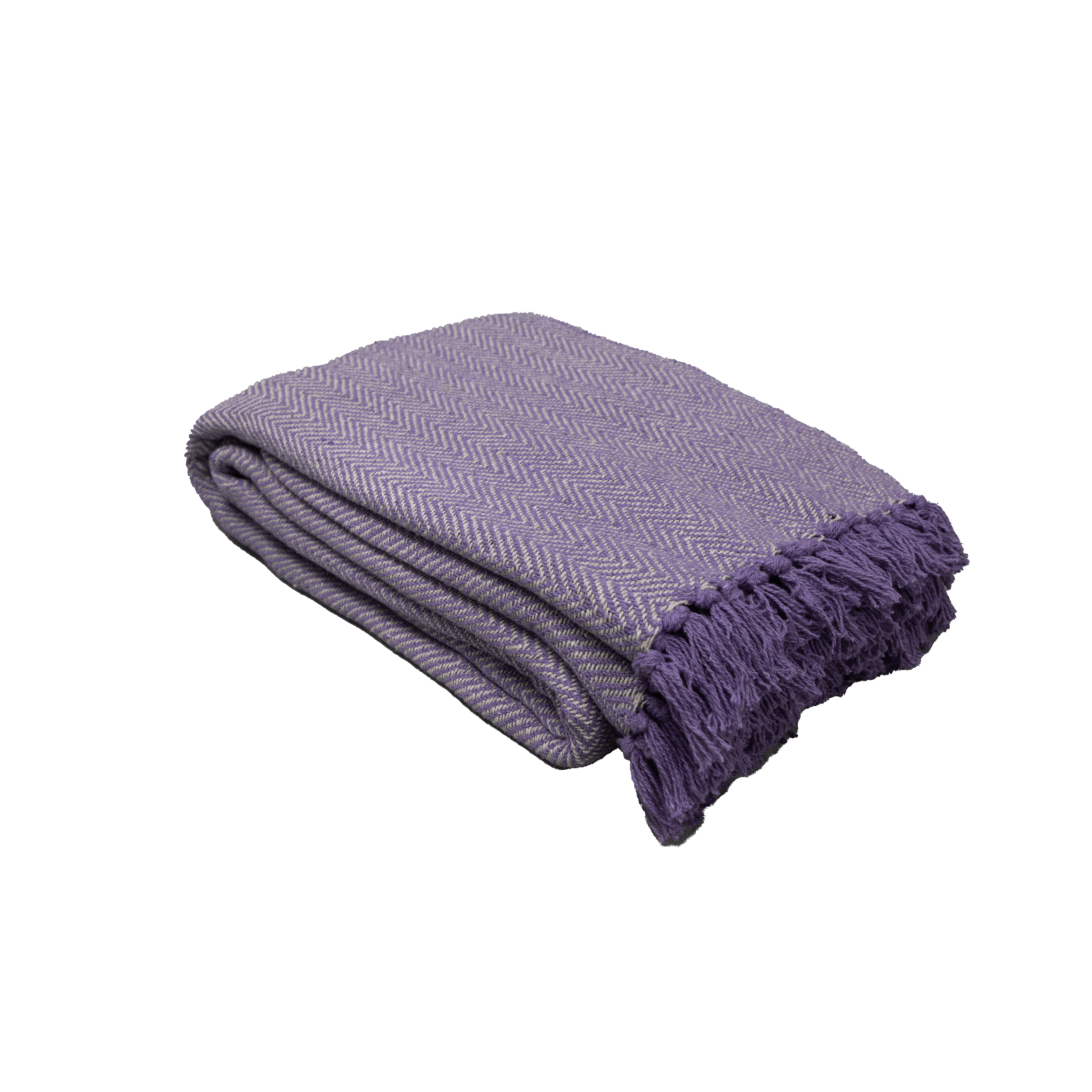 100% Cotton Throw Reversible Purple Blankets (Herringbone Pattern)