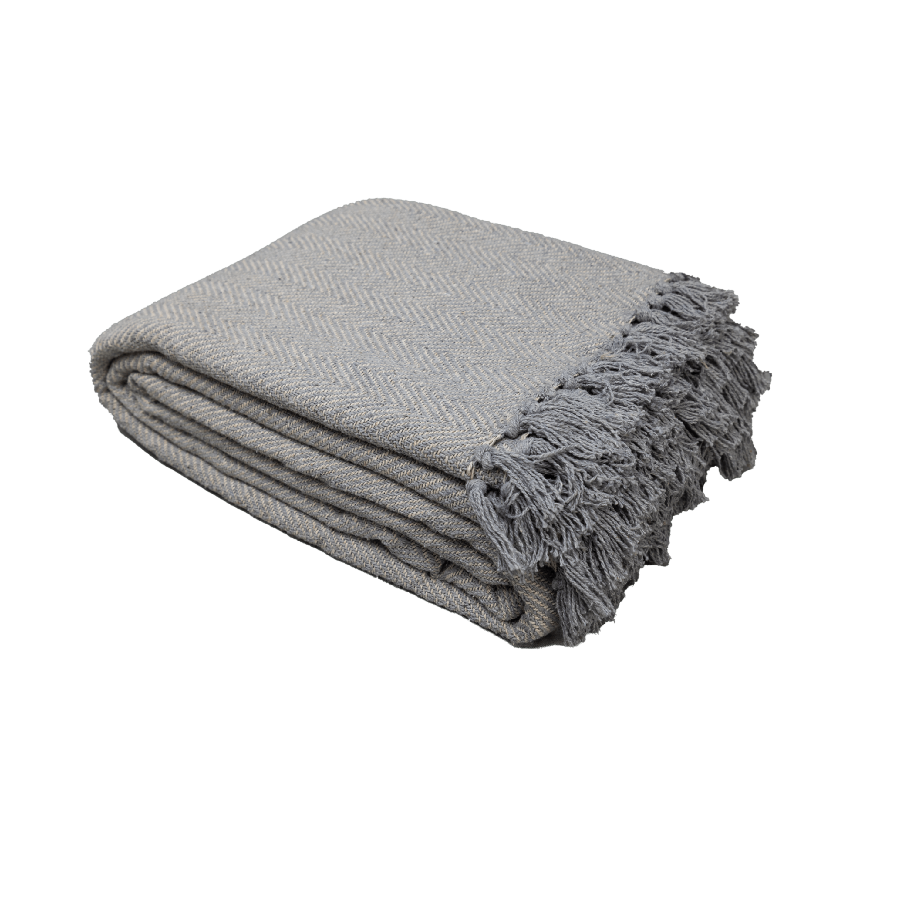 100% Cotton Throw Reversible Silver Blankets (Herringbone Pattern)