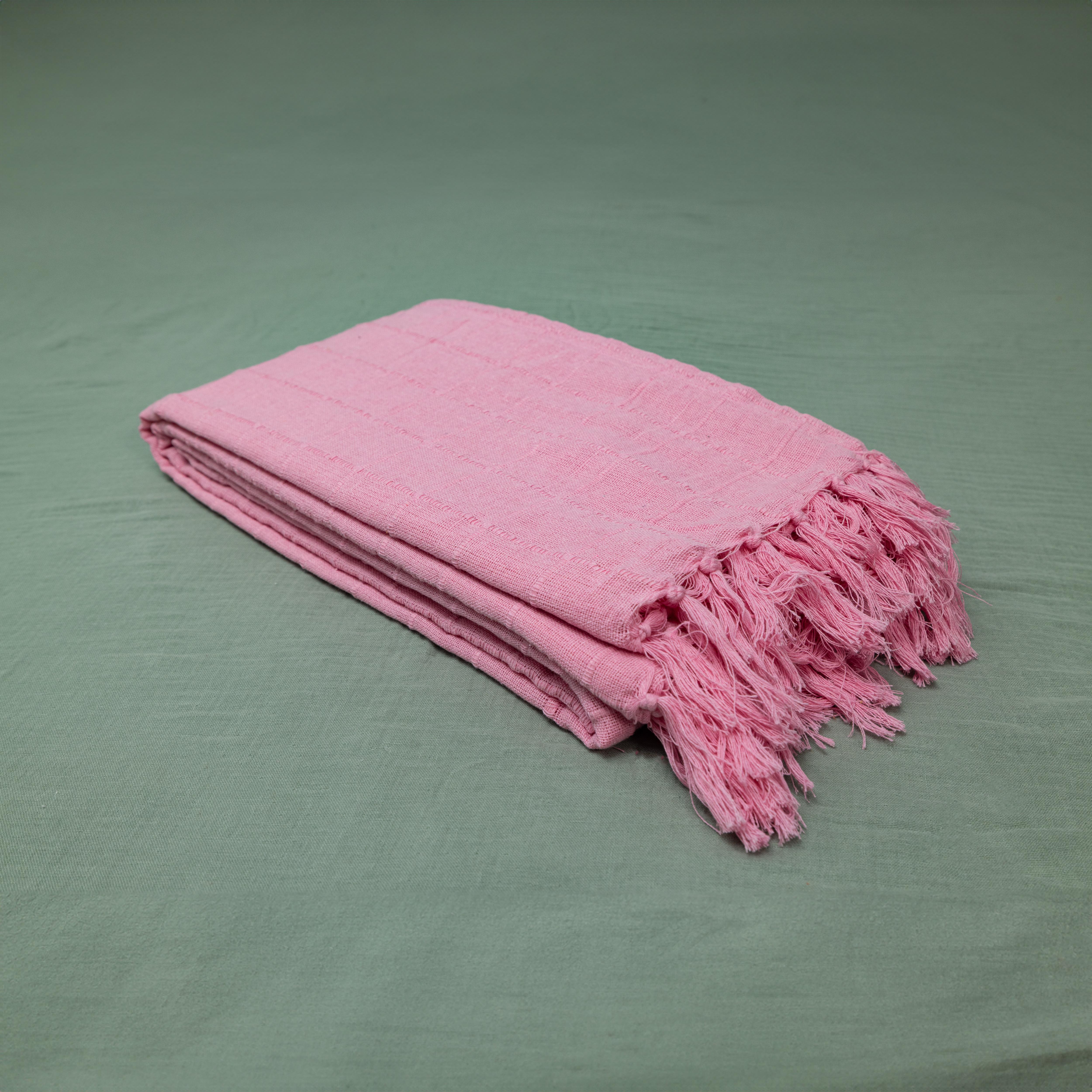 100% Cotton Throw Reversible Blush Pink Blankets (Batten Pattern)