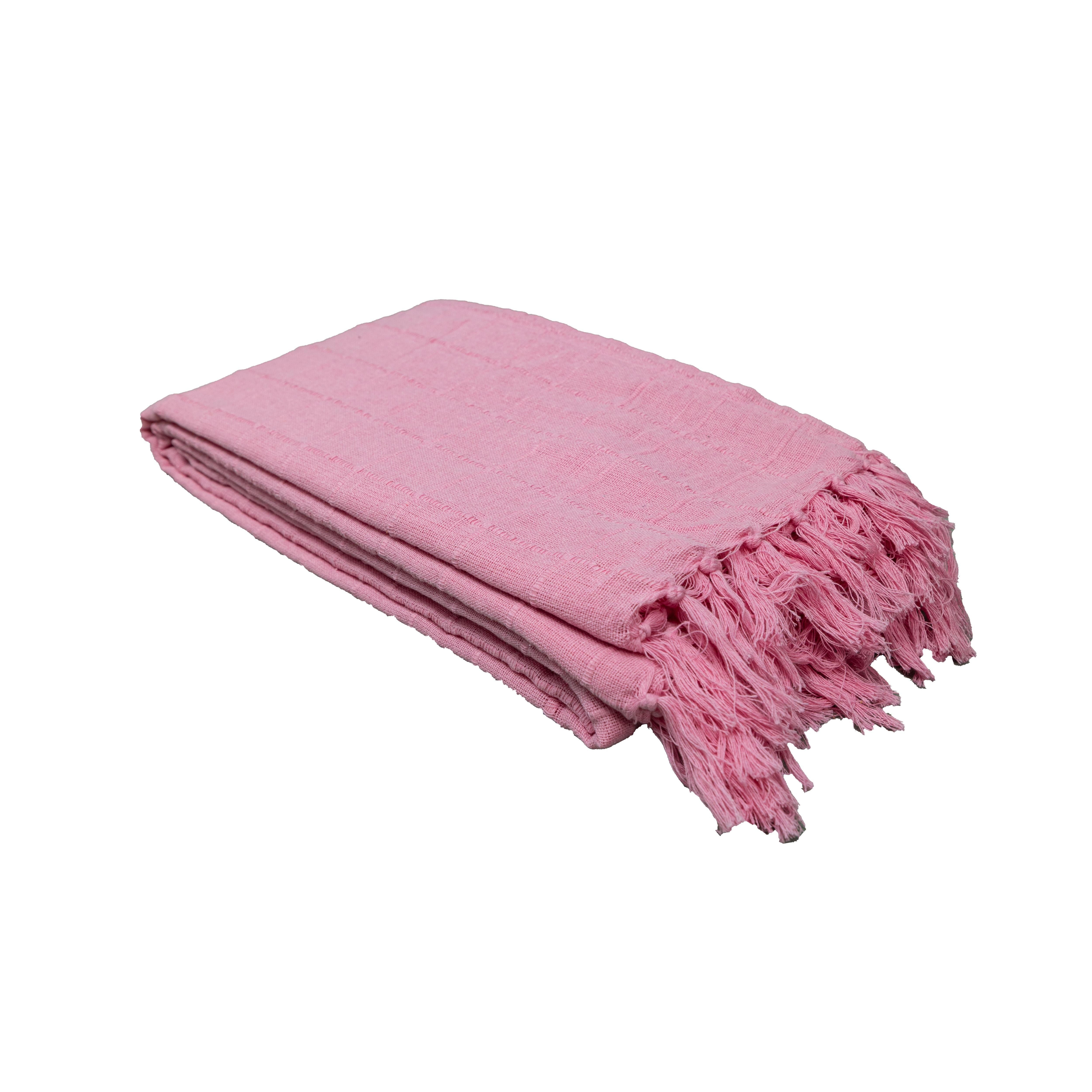 100% Cotton Throw Reversible Blush Pink Blankets (Batten Pattern)